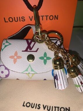 Monogram multicolor Mini pouch purse/bag charm keychain
